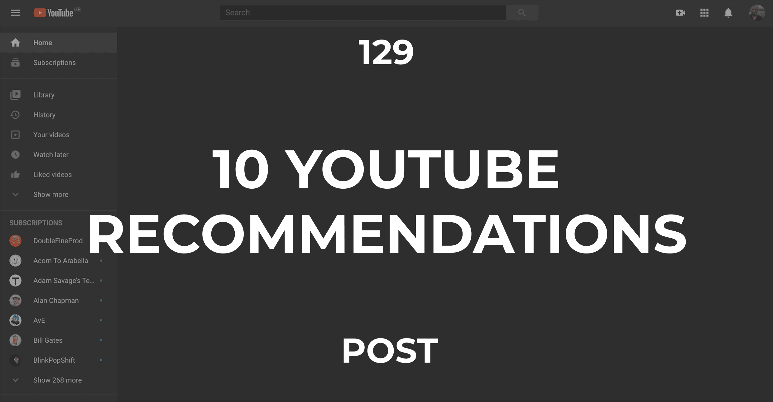 10 Youtube Recommendations