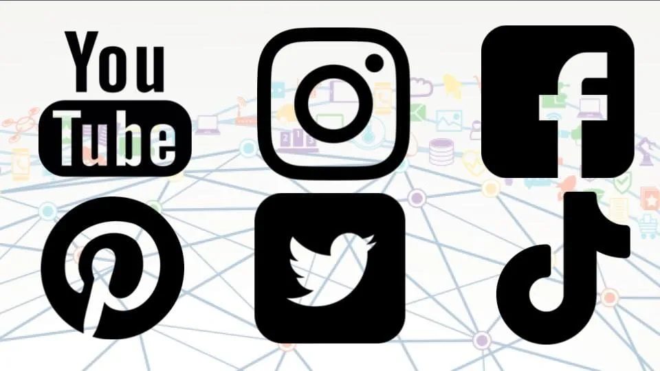 Featured image for Solarpunk: Life in the Future Beyond the Rusted Chrome of Yestermorrow 11 - black social media icons over a network background.