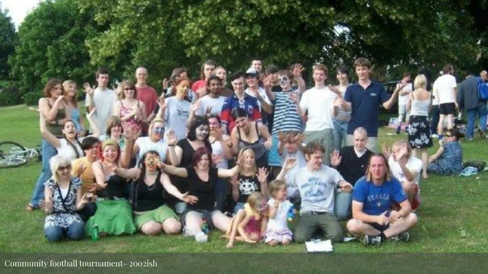 Featured image for Solarpunk: Life in the Future Beyond the Rusted Chrome of Yestermorrow - a large group of people posing for a photo in a park.