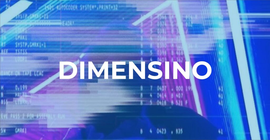 Dimensino webscrapbook header image — the word DIMENSINO in blocky type over a deep blue field.